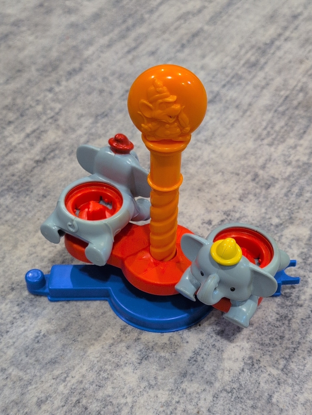 Kids Blue and Gray Elephant Ride-On Spinner Toy - Mattel